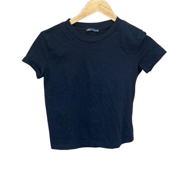 Zara black crop t-shirt size XS - Picture 1 of 8